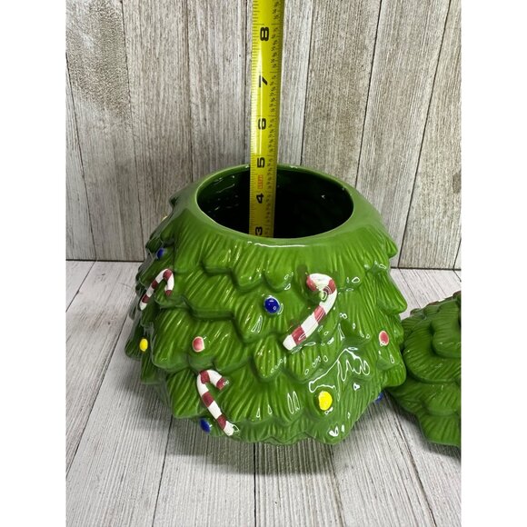 Vtg Dayton Hudson Style Christmas Tree Cookie Jar Container with 9" Tall Ceramic - Picture 8 of 10